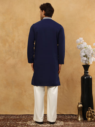 Silk Blend Embroidered Ethnic Kurta Pyjama Set