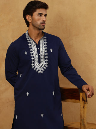 Silk Blend Embroidered Ethnic Kurta Pyjama Set