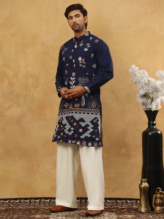 Silk Blend Floral Embroidered Kurta Pyjama Set