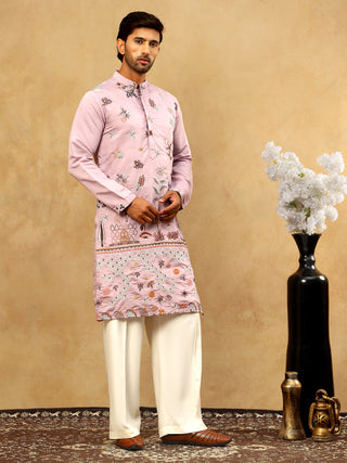 Silk Blend Floral Embroidered Kurta Pyjama Set
