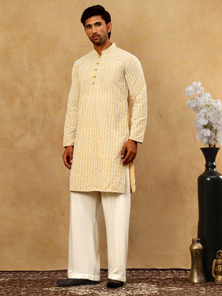 Men’s Chikankari Cotton Kurta Pyjama Set