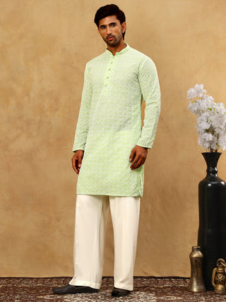 Men’s Chikankari Cotton Kurta Pyjama Set