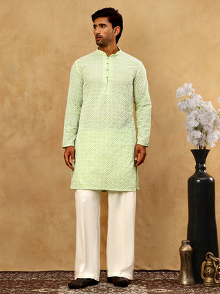 Men’s Chikankari Cotton Kurta Pyjama Set