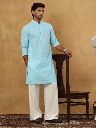Men’s Chikankari Cotton Kurta Pyjama Set