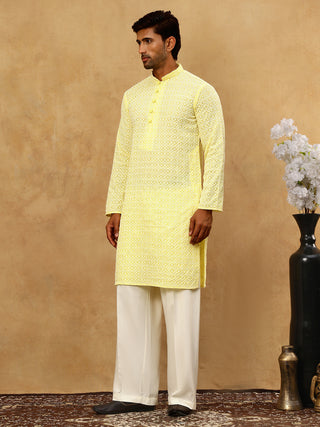 Men’s Chikankari Cotton Kurta Pyjama Set