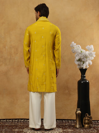 Silk Blend Embroidered Kurta Pyjama with Dupatta