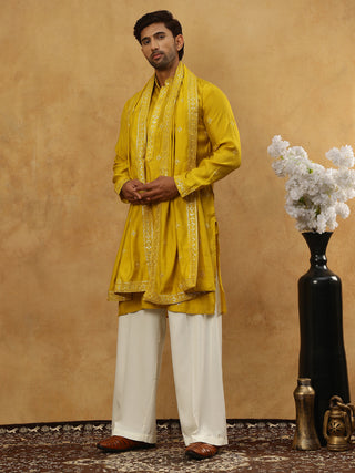 Silk Blend Embroidered Kurta Pyjama with Dupatta