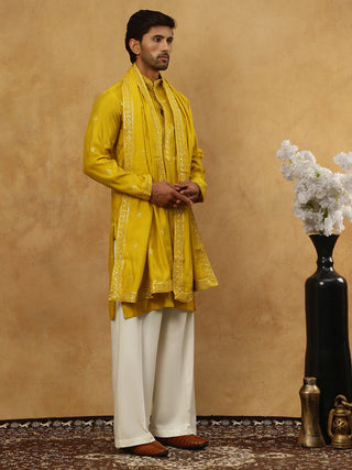 Silk Blend Embroidered Kurta Pyjama with Dupatta