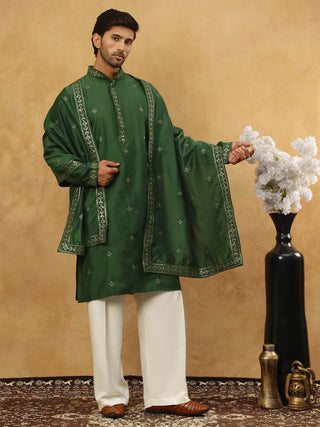 Silk Blend Embroidered Kurta Pyjama with Dupatta