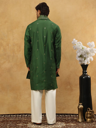 Silk Blend Embroidered Kurta Pyjama with Dupatta