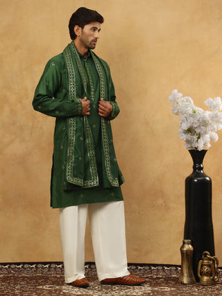 Silk Blend Embroidered Kurta Pyjama with Dupatta