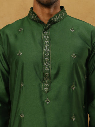 Silk Blend Embroidered Kurta Pyjama with Dupatta