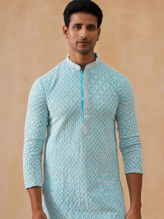Men's Chikankari Embroidered and Sequence Kurta with Pyjama