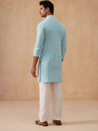 Men's Chikankari Embroidered and Sequence Kurta with Pyjama
