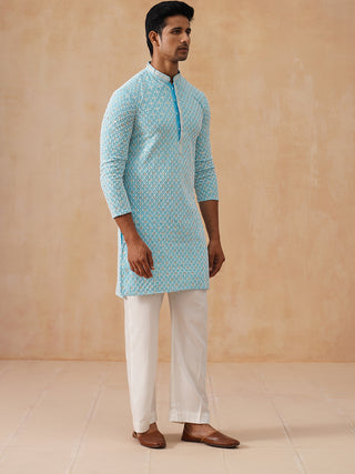 Men's Chikankari Embroidered and Sequence Kurta with Pyjama