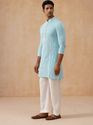 Men's Chikankari Embroidered and Sequence Kurta with Pyjama