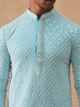 Men's Chikankari Embroidered and Sequence Kurta with Pyjama