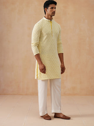 Men's Chikankari Embroidered and Sequence Kurta with Pyjama