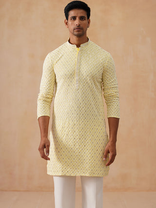 Men's Chikankari Embroidered and Sequence Kurta with Pyjama