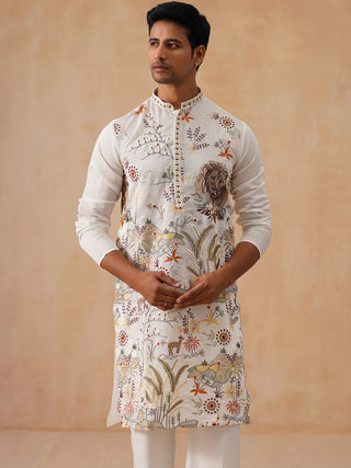 Floral Embroidered and Sequins Kurta Set