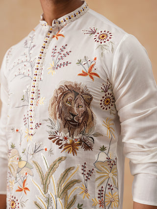 Floral Embroidered and Sequins Kurta Set