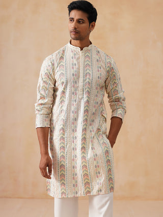 Embroidered and Sequins Kurta Pyjama Set for Men