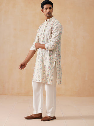 Embroidered and Sequins Kurta Pyjama Set for Men