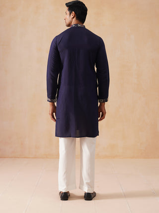 Embroidered Straight Kurta Set For Men