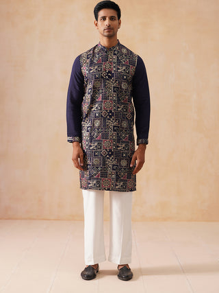 Embroidered Straight Kurta Set For Men