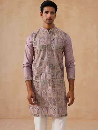 Embroidered Straight Kurta Set For Men