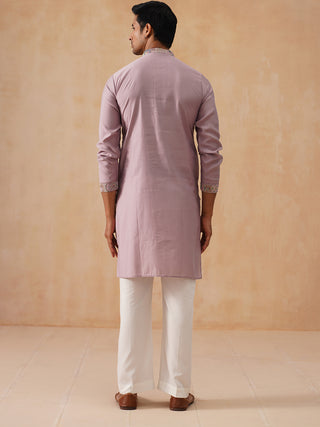 Embroidered Straight Kurta Set For Men