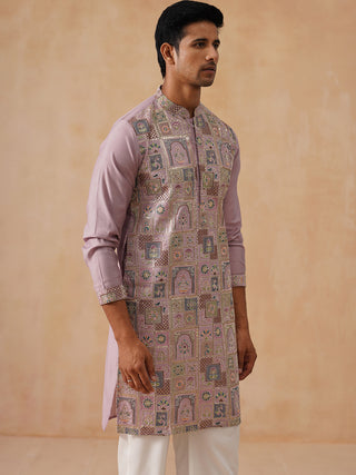 Embroidered Straight Kurta Set For Men
