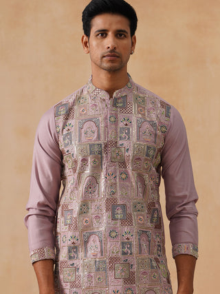 Embroidered Straight Kurta Set For Men