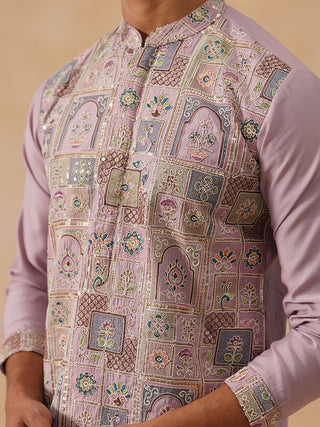 Embroidered Straight Kurta Set For Men