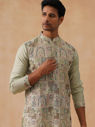 Embroidered Straight Kurta Set For Men