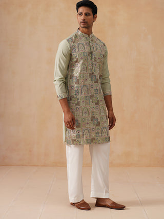 Embroidered Straight Kurta Set For Men