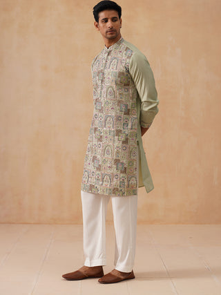 Embroidered Straight Kurta Set For Men