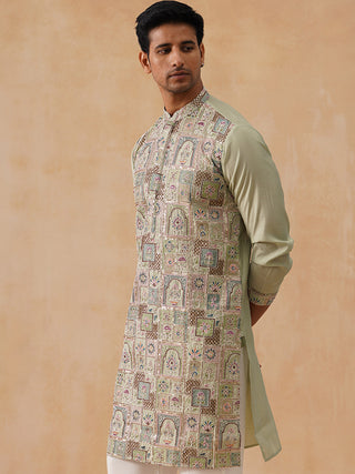 Embroidered Straight Kurta For Men
