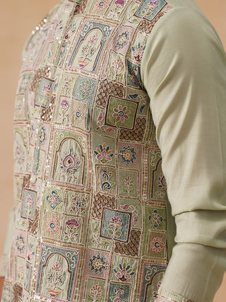 Embroidered Straight Kurta Set For Men