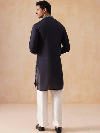 Embroidered Straight Kurta Pyjama Set For Men