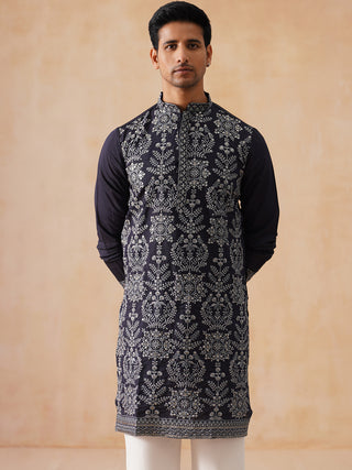 Embroidered Straight Kurta Pyjama Set For Men