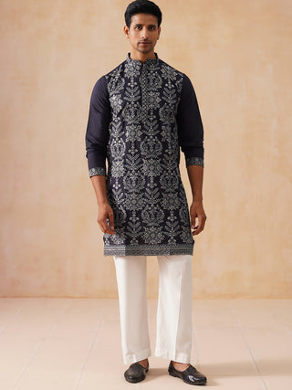 Embroidered Straight Kurta Pyjama Set For Men