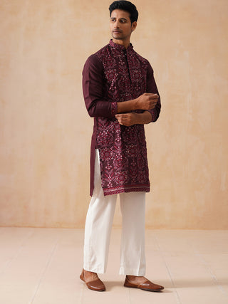 Embroidered Straight Kurta Pyjama Set For Men