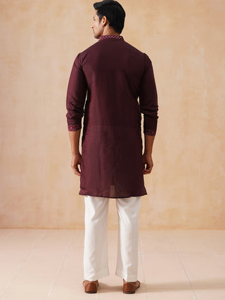 Embroidered Straight Kurta Pyjama Set For Men