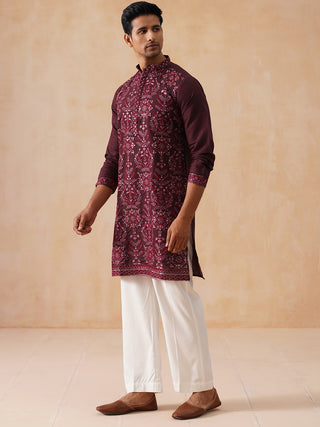 Embroidered Straight Kurta Pyjama Set For Men