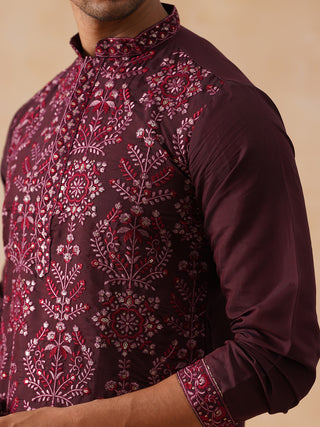 Embroidered Straight Kurta Pyjama Set For Men