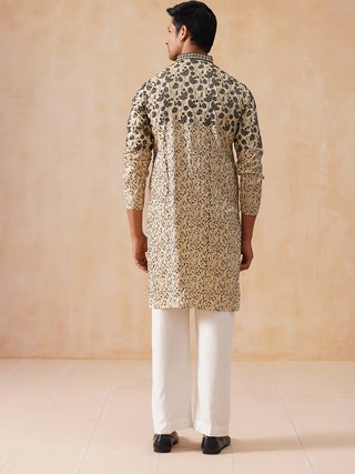 Men's Cream Embroidered Kurta Pyjama Set