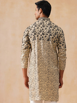 Men's Cream Embroidered Kurta