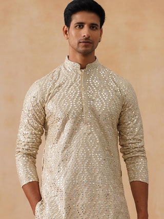 Traditional Mirror Embroidered Kurta Set for Men
