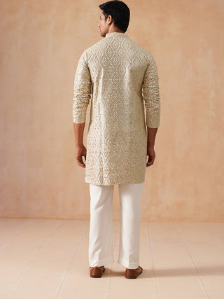 Traditional Mirror Embroidered Kurta Set for Men